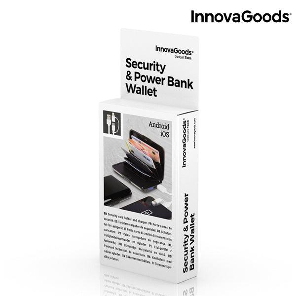 InnovaGoods 1800mAh Security & Power Bank Wallet - Black | 117681 (7542236643516)