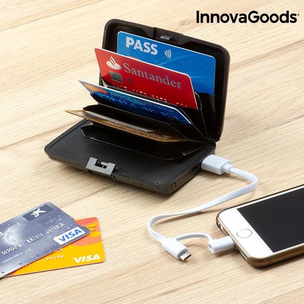 InnovaGoods 1800mAh Security & Power Bank Wallet - Black | 117681 (7542236643516)
