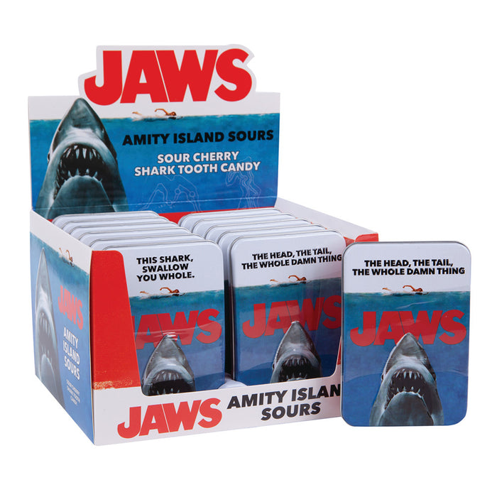 Jaws Amity Island Sours Shark Tooth Candy Tin - 12 Count