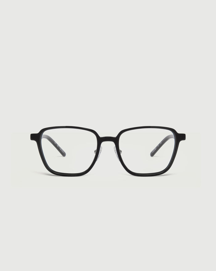 Charcoal::Jensen Eyeglasses square black acetate front