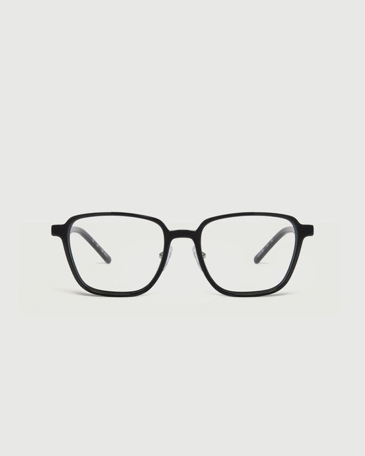 Charcoal::Jensen Eyeglasses square black acetate front