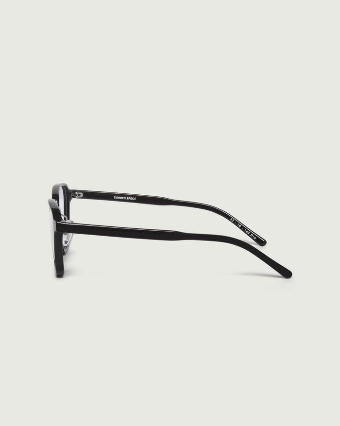 Charcoal:::Jensen Eyeglasses square black plastic side