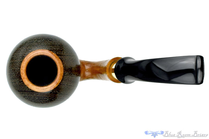 Blue Room Briars is proud to present this Johny Pipes Calabah 2021 Sandblast Calabash with Brass and Morta