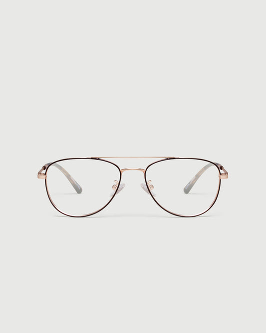 Coffee::Julius Eyeglasses pilot brown metal front