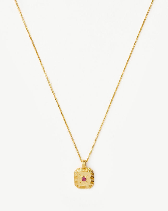 July Birthstone Pendant Necklace | 18k Gold Vermeil/Glass Filled Ruby Necklaces Missoma