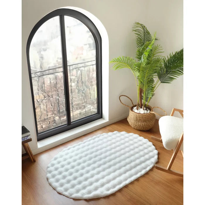 Kaşmir Halı 7/24 Cosy Premium Bubble Blanc Ovale 80x150 cm