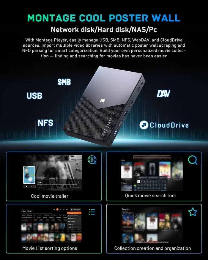 Hard disk drive with connectivity options on a dark background