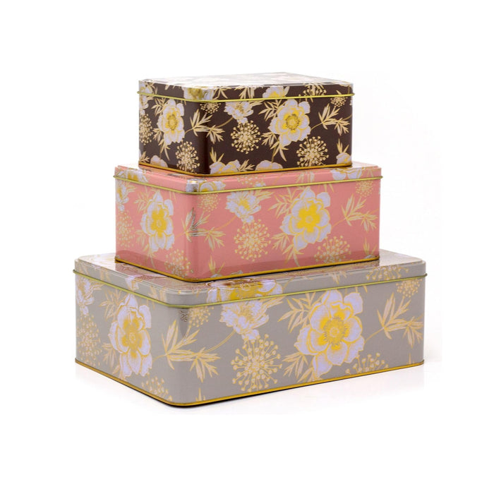 Kitchen Life 3 Piece Cookie Storage Box Set - Floral