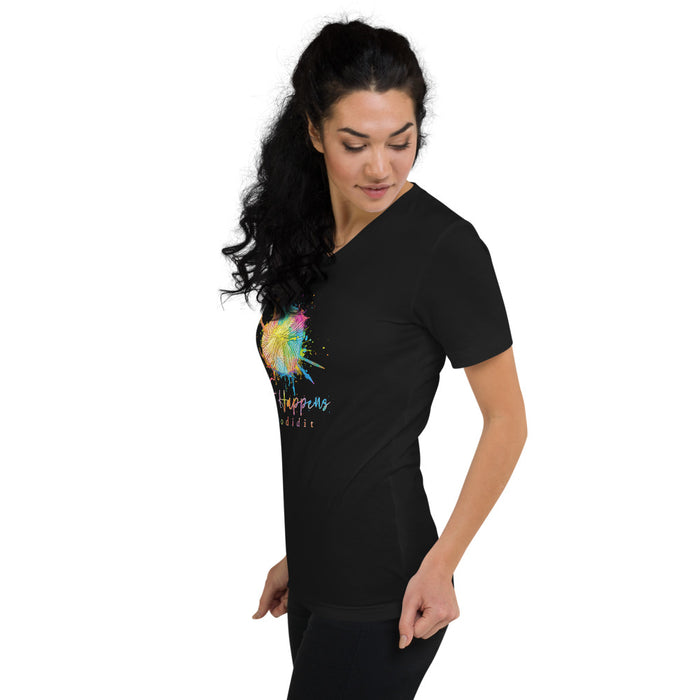 KNIT HAPPENS - Unisex Short Sleeve V-Neck T-Shirt