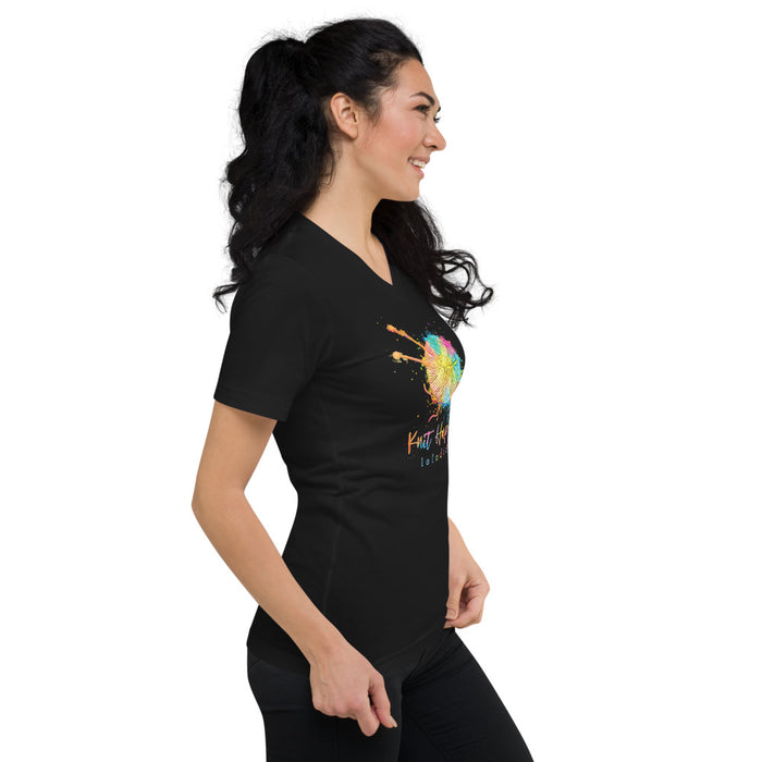 KNIT HAPPENS - Unisex Short Sleeve V-Neck T-Shirt