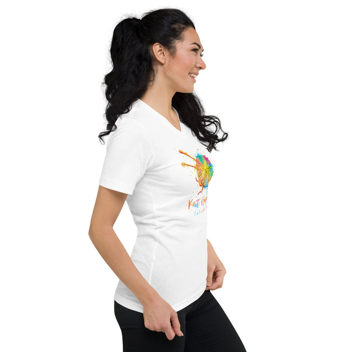 KNIT HAPPENS - Unisex Short Sleeve V-Neck T-Shirt