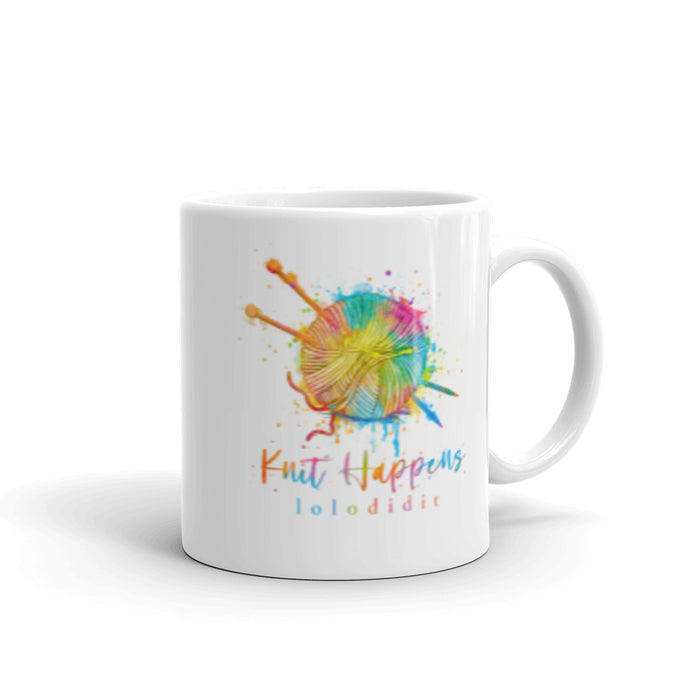 KNIT HAPPENS - white mug