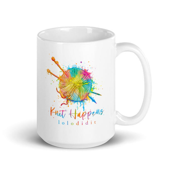 KNIT HAPPENS - white mug