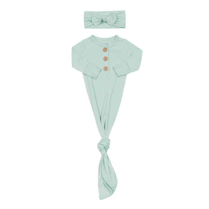 Green hospital outfit Knotted Gown with Bow Set in Sage