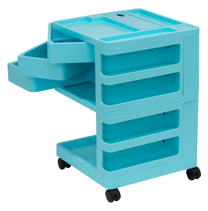 KUBX Pro Mobile Rotating 4-Sided Storage Organizer for Artists - Turquoise 53002