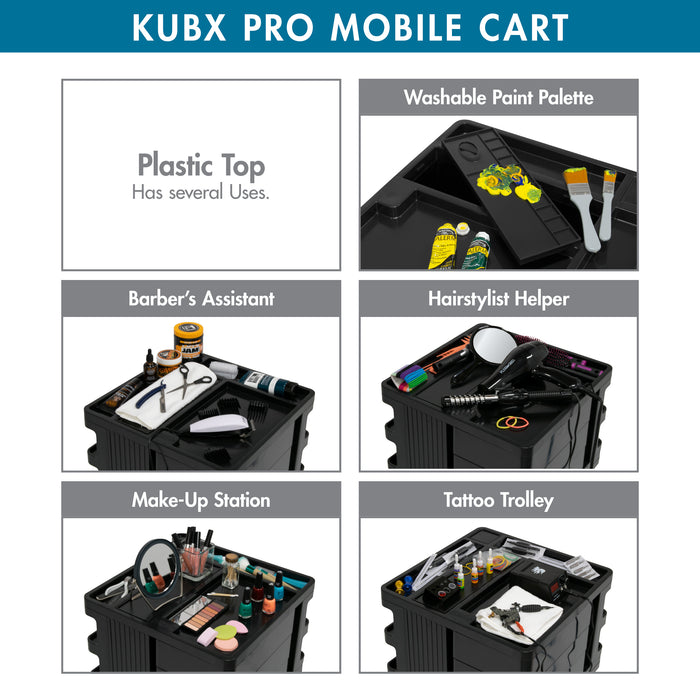 KUBX Pro Mobile Rotating 4-Sided Storage Organizer for Artists, and Crafters - Black 53001