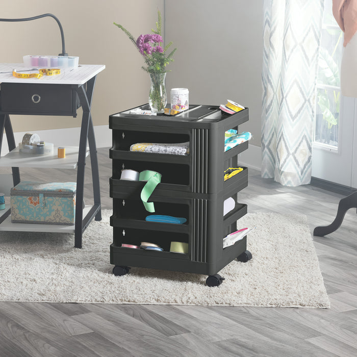 KUBX Pro Mobile Rotating 4-Sided Storage Organizer for Artists, and Crafters - Black 53001