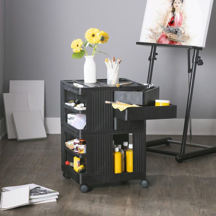 KUBX Pro Mobile Rotating 4-Sided Storage Organizer for Artists, and Crafters - Black 53001
