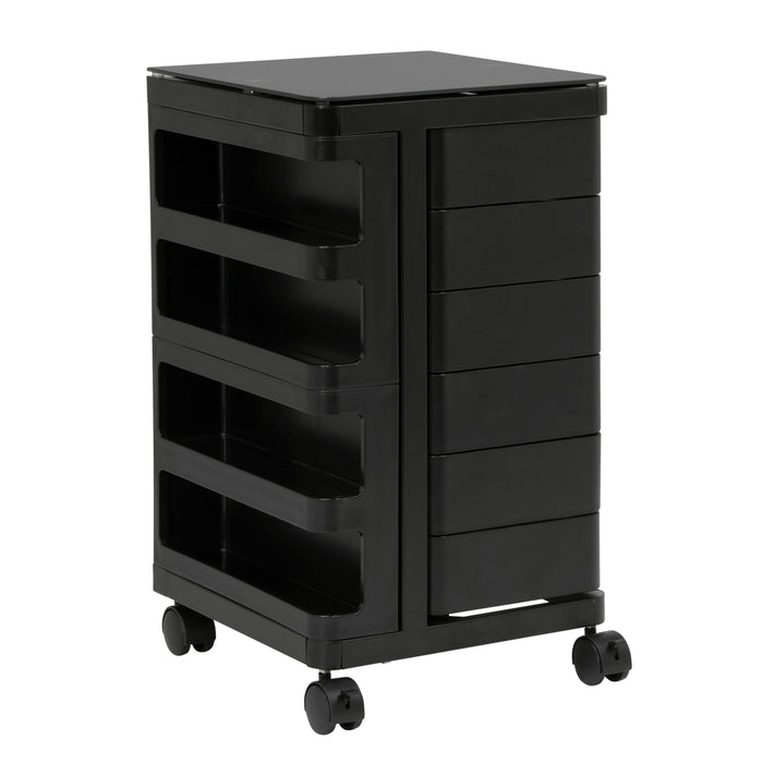 Kubx™ Rotating 4-Sided Mobile Storage Organizer with Glass Top, Multiple Compartments - 53101