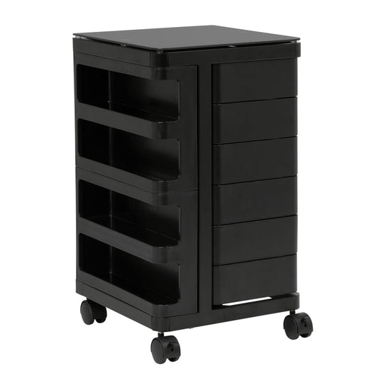 Kubx™ Rotating 4-Sided Mobile Storage Organizer with Glass Top, Multiple Compartments - 53101