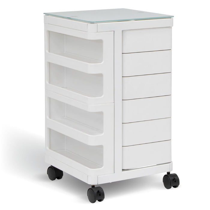 Kubx™ Rotating 4-Sided Mobile Storage Organizer with Glass Top, Multiple Compartments - 53100