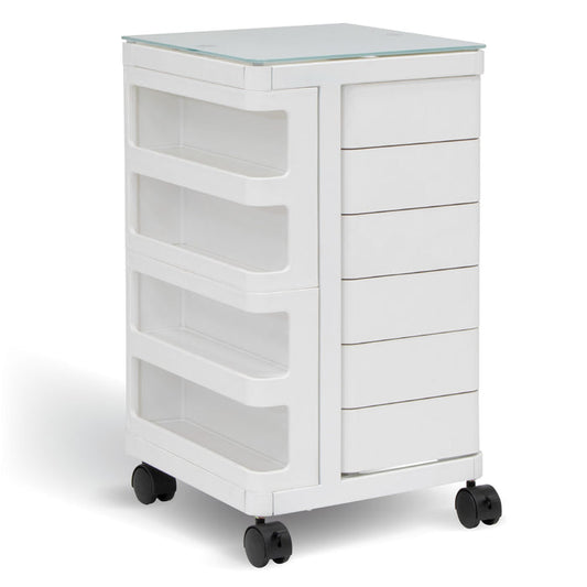 Kubx™ Rotating 4-Sided Mobile Storage Organizer with Glass Top, Multiple Compartments - 53100