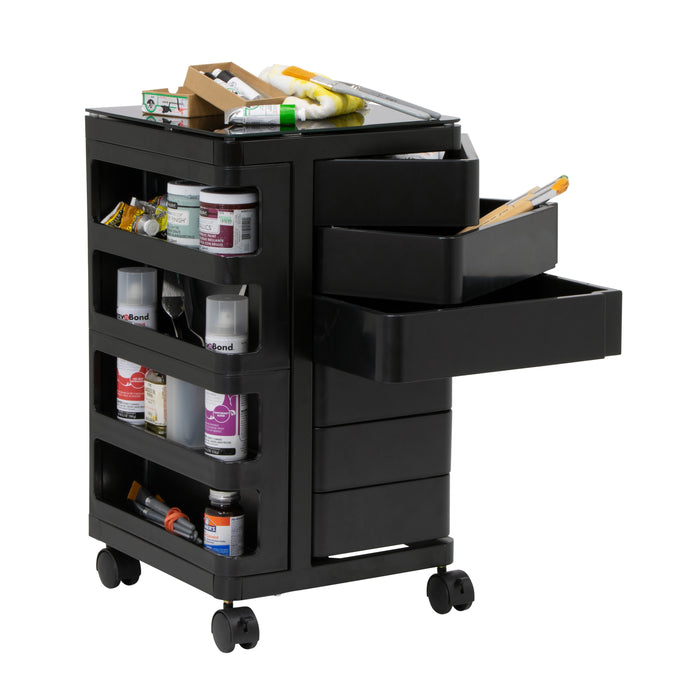 Kubx™ Rotating 4-Sided Mobile Storage Organizer with Glass Top, Multiple Compartments - 53101