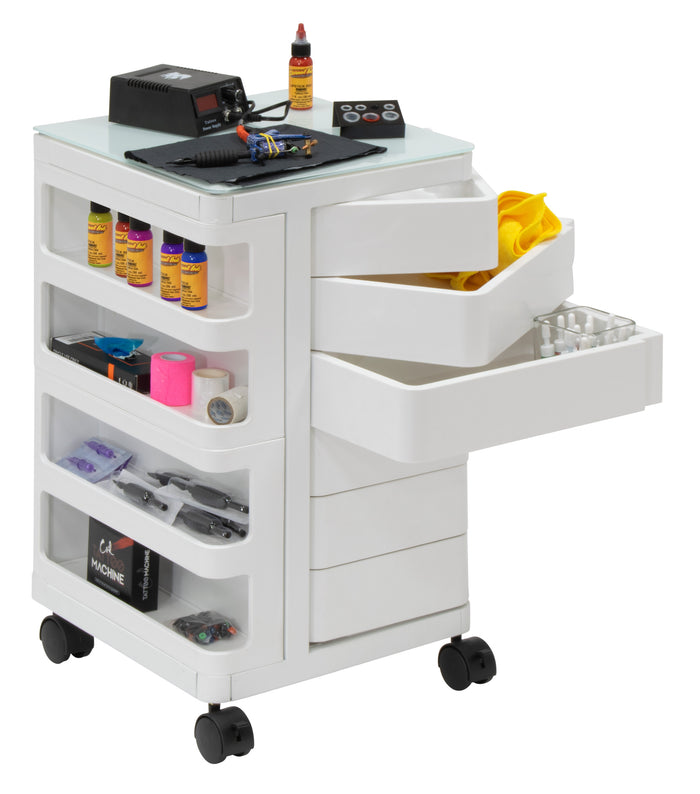 Kubx™ Rotating 4-Sided Mobile Storage Organizer with Glass Top, Multiple Compartments - 53100