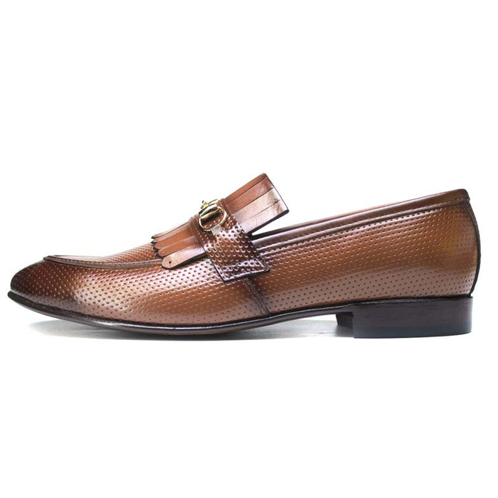 Leather Frill Moccasin Shoes