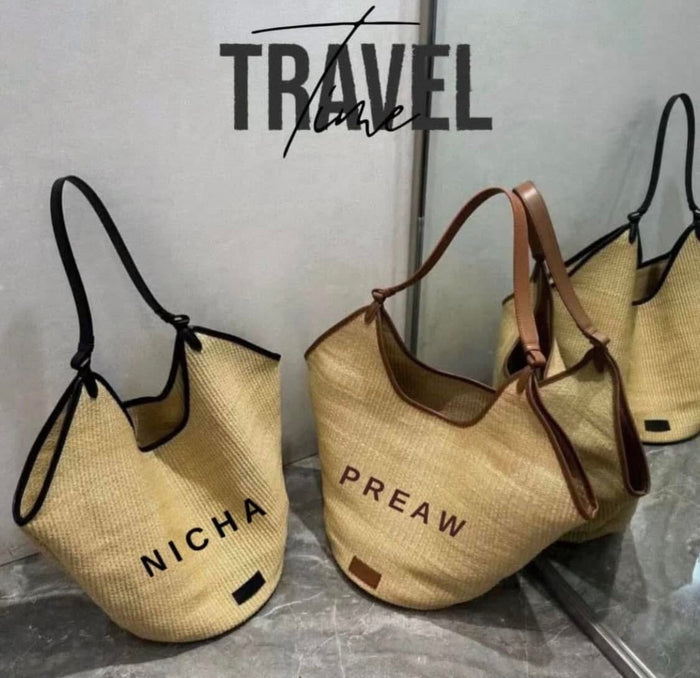 Leather Woven Bucket Bag Travellers Hat Boutique