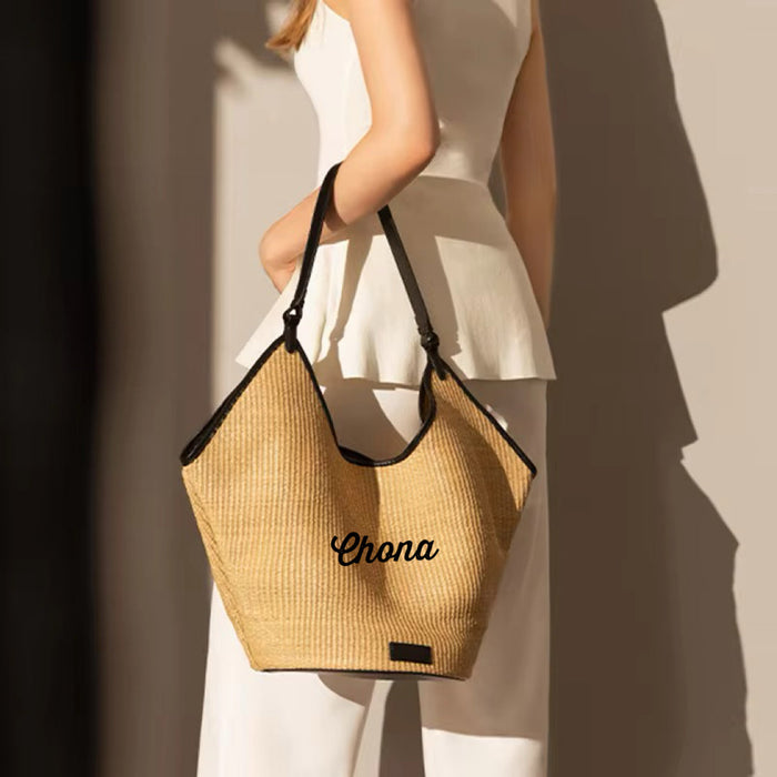 Leather Woven Bucket Bag Travellers Hat Boutique