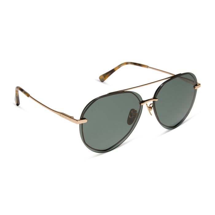 Lenox sunglasses with gold frames and G15 polarized lens angle view