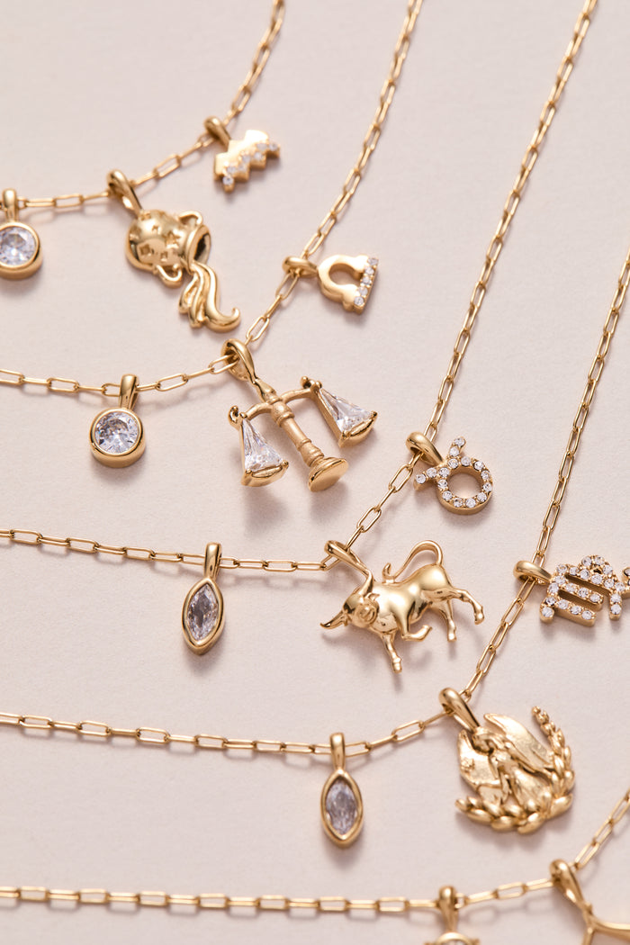 Libra Zodiac Charm Cluster Necklace