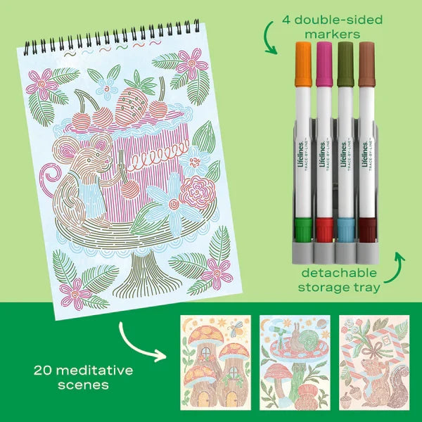 Lifelines FlowArt Trace-By-Line - Woodland Whimsy - Meditative Art