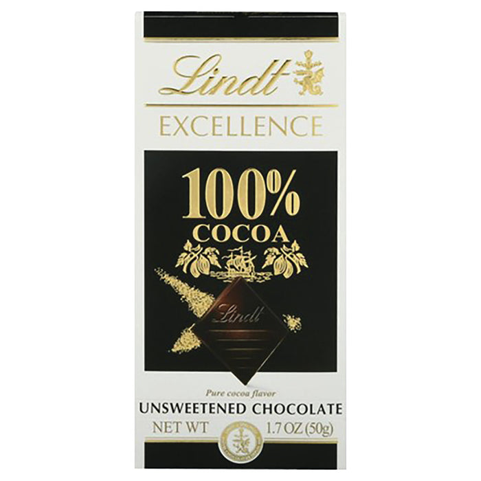 Lindt Excellence 100% Cocoa Dark Chocolate Bar - 18 Count