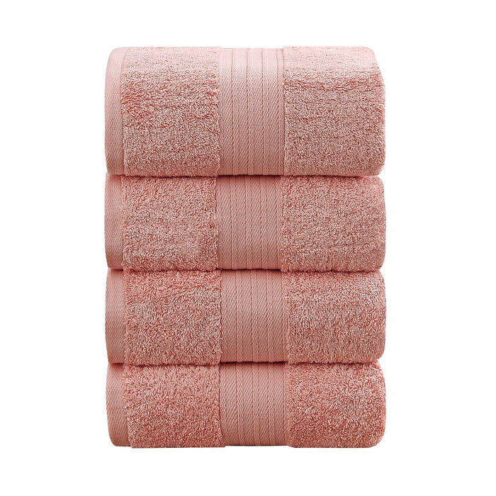 Linenland 4 Piece Cotton Bath Towels Set - Coral -Home Living Store - -
