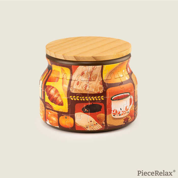 Immerse yourself in the warm embrace of autumn with our delightful Puzzle Jar. Featuring an assortment of freshly baked bread, paired with the vibrant colors of fall, it's the perfect way to evoke the cozy atmosphere of the season.