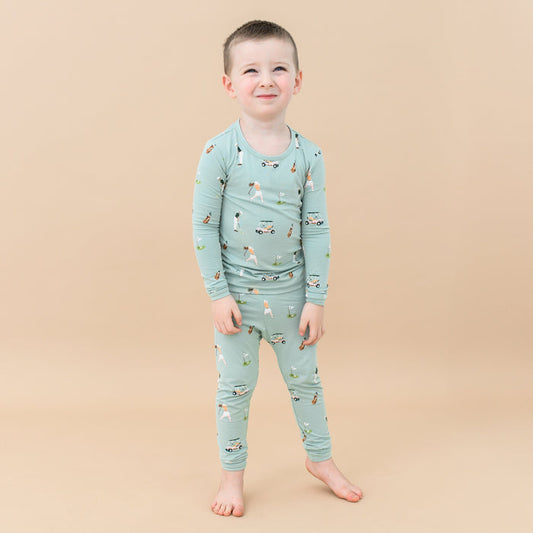 Toddler wearing Long Sleeve Pajamas in Golf