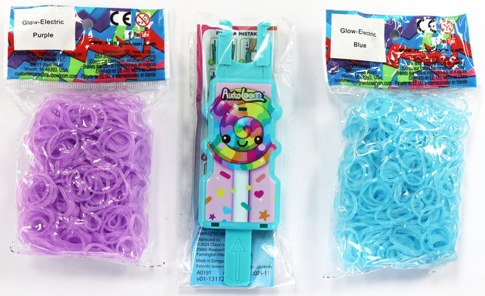 Loomi Auto Loom with Electric Blue and Electric Purple Bands