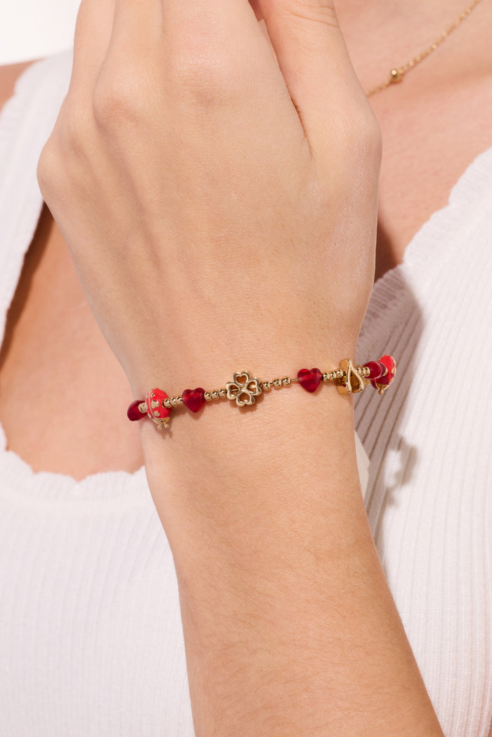 Lucky Ladybug Beaded Bangle