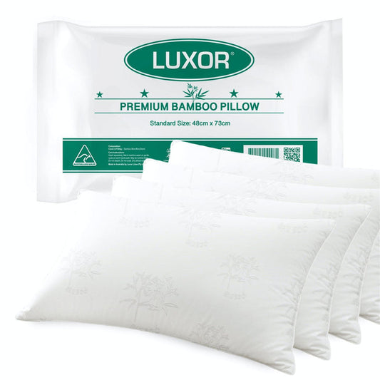 Luxor Australian Made Bamboo Cooling Pillow Standard Size Four Pack -Home Living Store - -