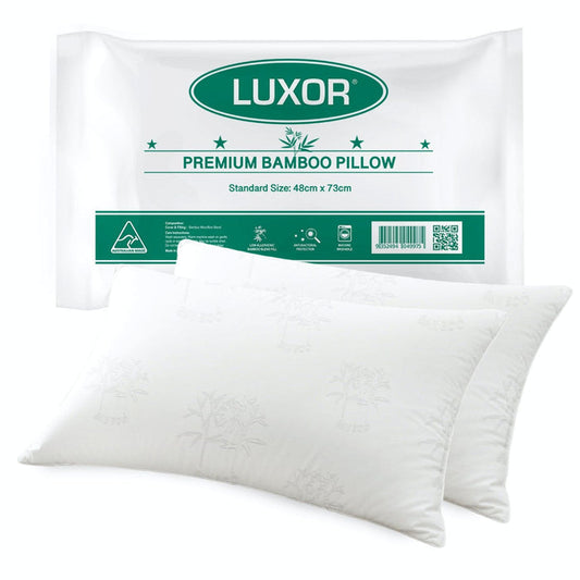 Luxor Australian Made Bamboo Cooling Pillow Standard Size Twin Pack -Home Living Store - -