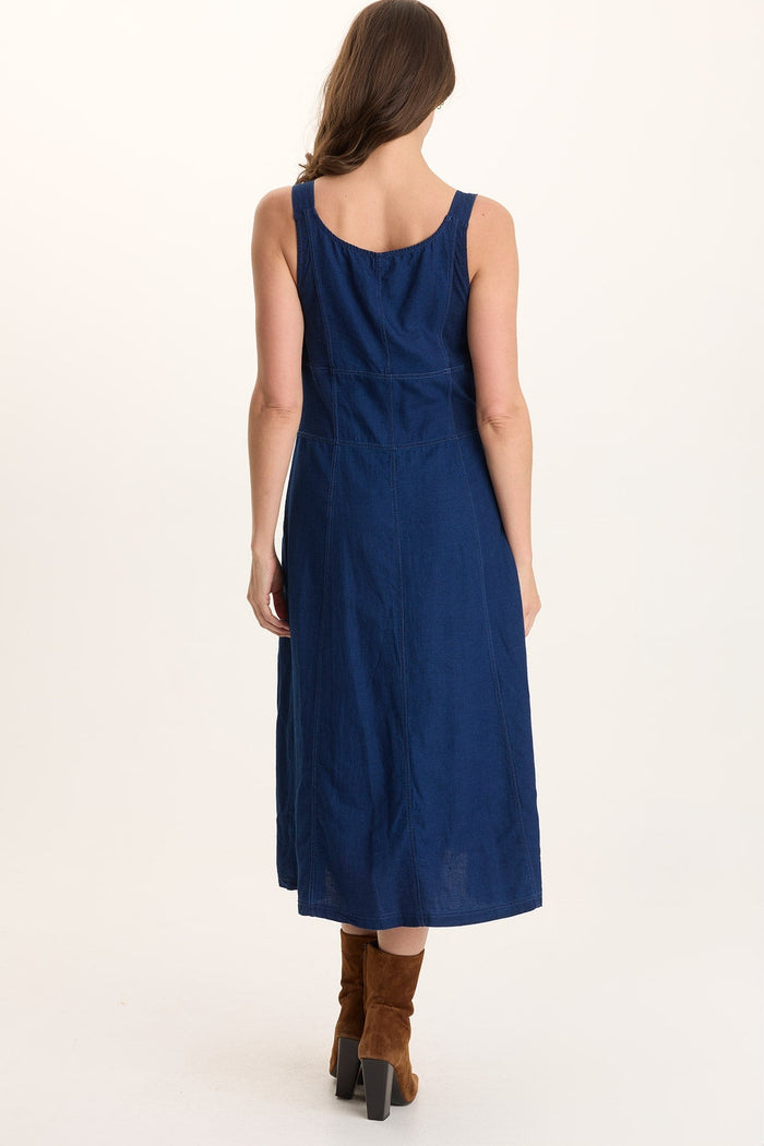 XCVI Lyall Mock Denim Twill Midi Tank Dress