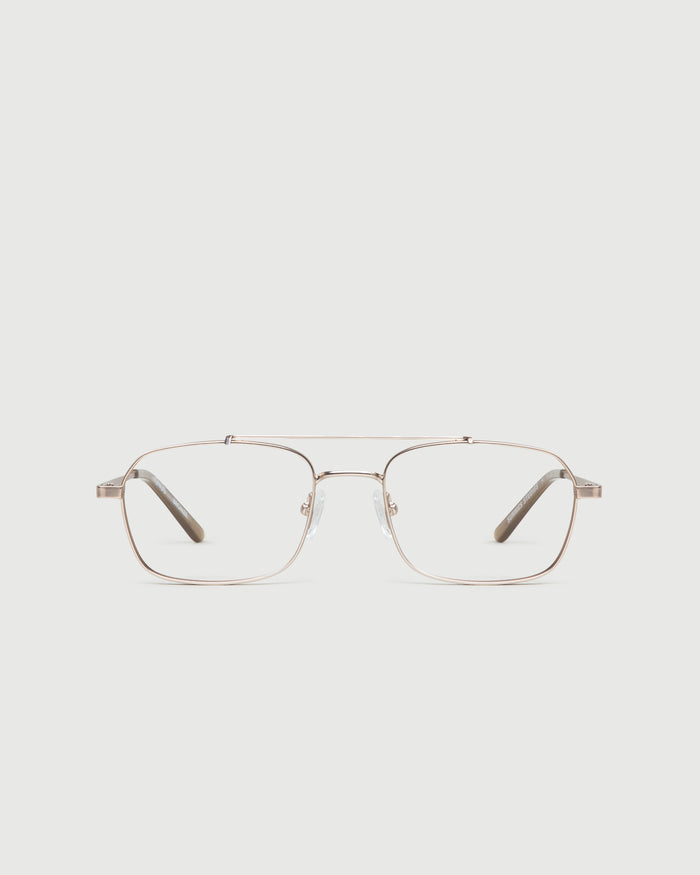 White Gold::Magnus Eyeglasses pilot gold metal front