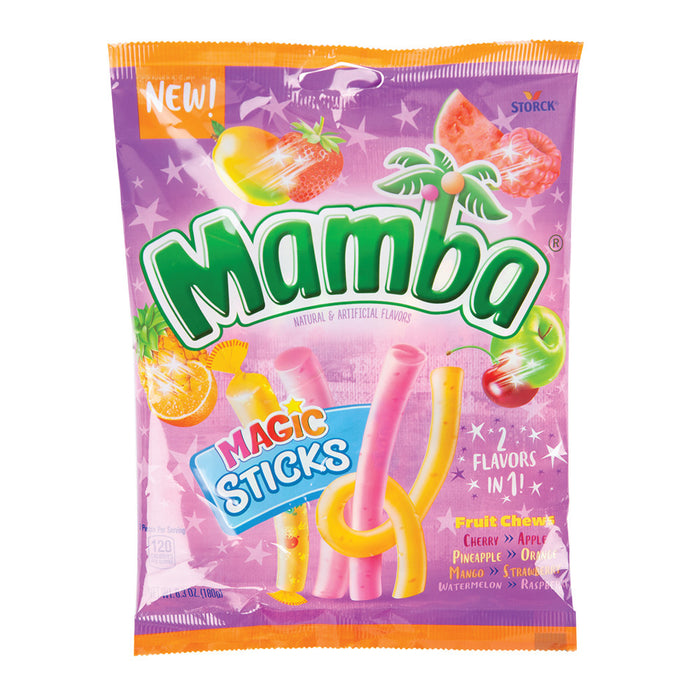 Mamba Magic Sticks Fruit Chews Peg Bag - 12 Count
