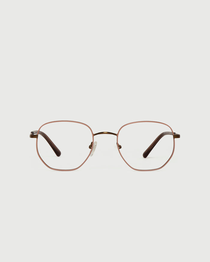 Henna::Marcel Eyeglasses square brown metal front