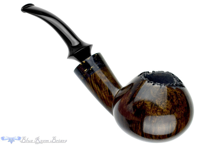 Blue Room Briars is proud to present this Marinko Neralić Pipe Bent Tomato with Carbon Fiber, Gold Flake, and Plateau