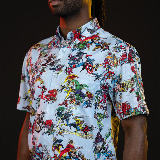 RSVLTS Marvel Short Sleeve Shirt Marvel 85th Anniversary "There Goes My Hero" – KUNUFLEX Short Sleeve Shirt