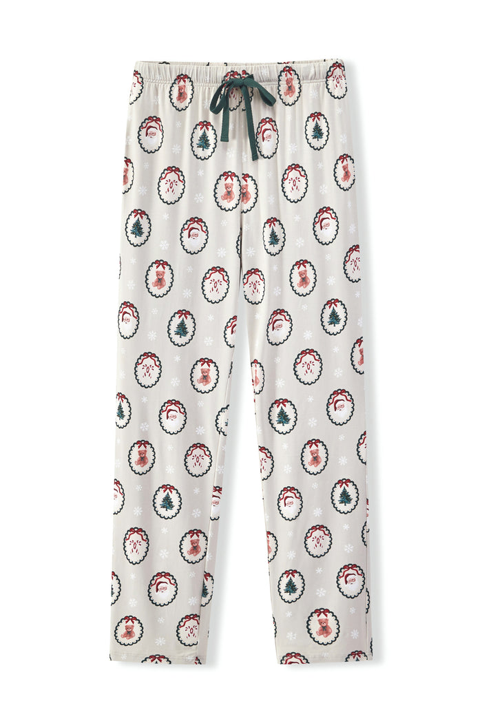 Men's Lounge Pants in Holiday Medallion print on a white background