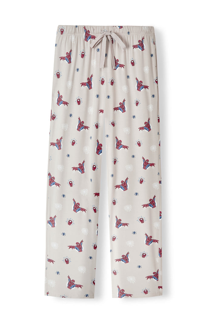 Oat Men's lounge pant with Spider-man print on a white background
